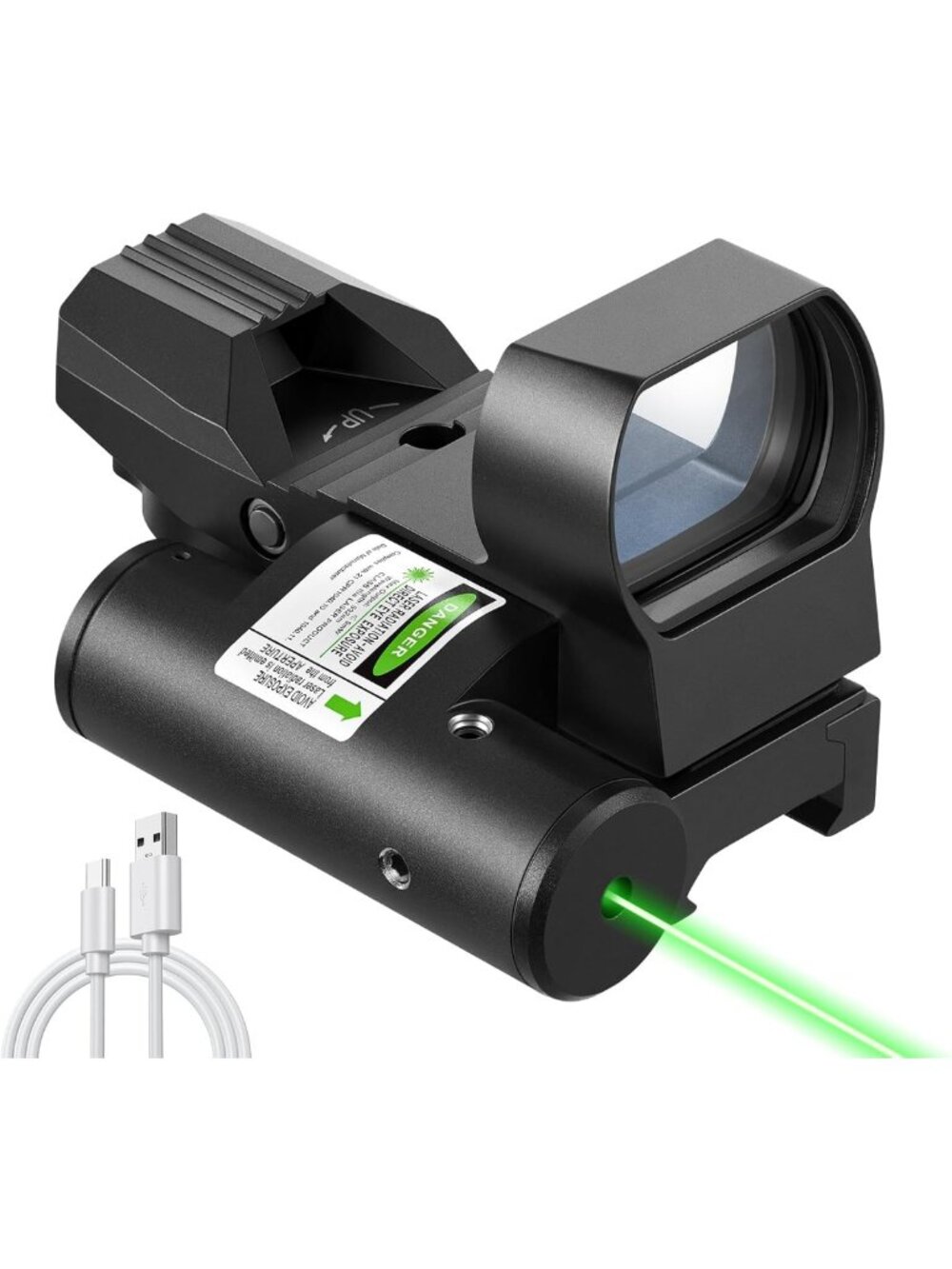 Rechargeable Red Dot Sight with Red/Green Laser & 4 Reticle Options - Optics